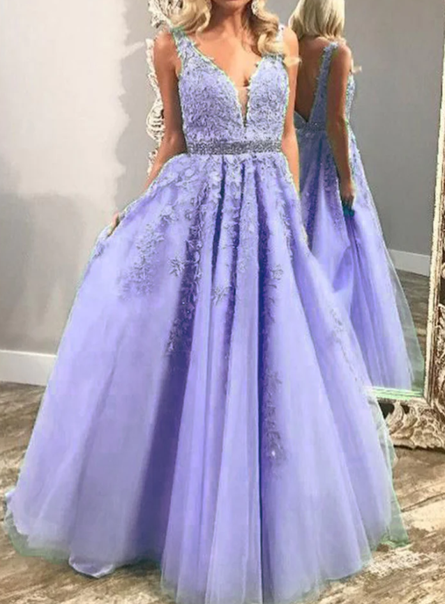 V Neck Long Girls Pageant Dress Prom Graduation Gown with Lace fg498