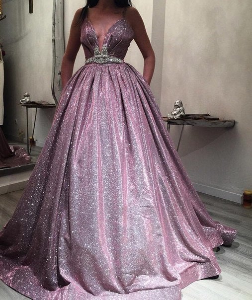 Long a line sparkly Princess prom dresses fg515