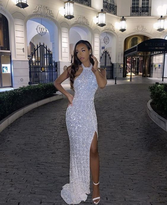 shiny sexy sequins black girl prom dresses fg687
