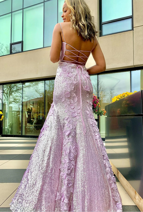 Sweetheart Neck Backless Mermaid Purple Long Prom Dresses, Mermaid Purple Lace Formal Graduation Evening Dresses fg827