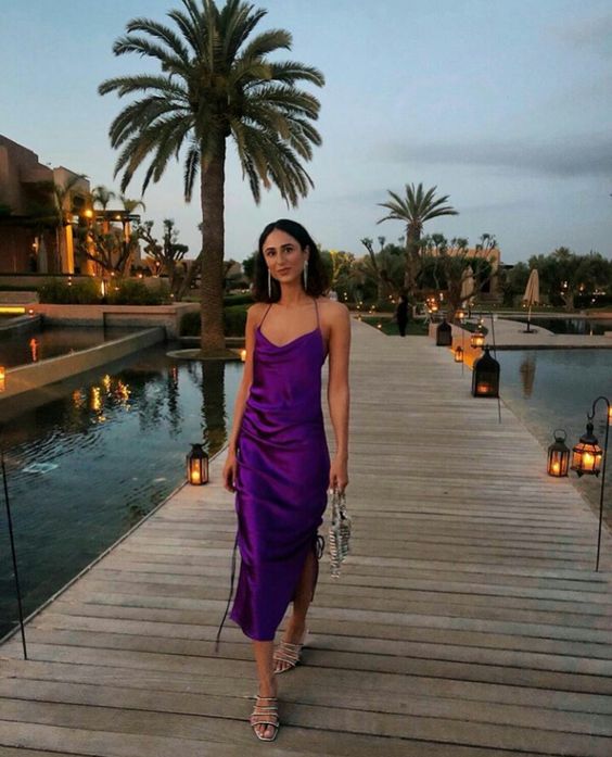 Spaghetti Straps Purple Mermaid Prom Dress fg857