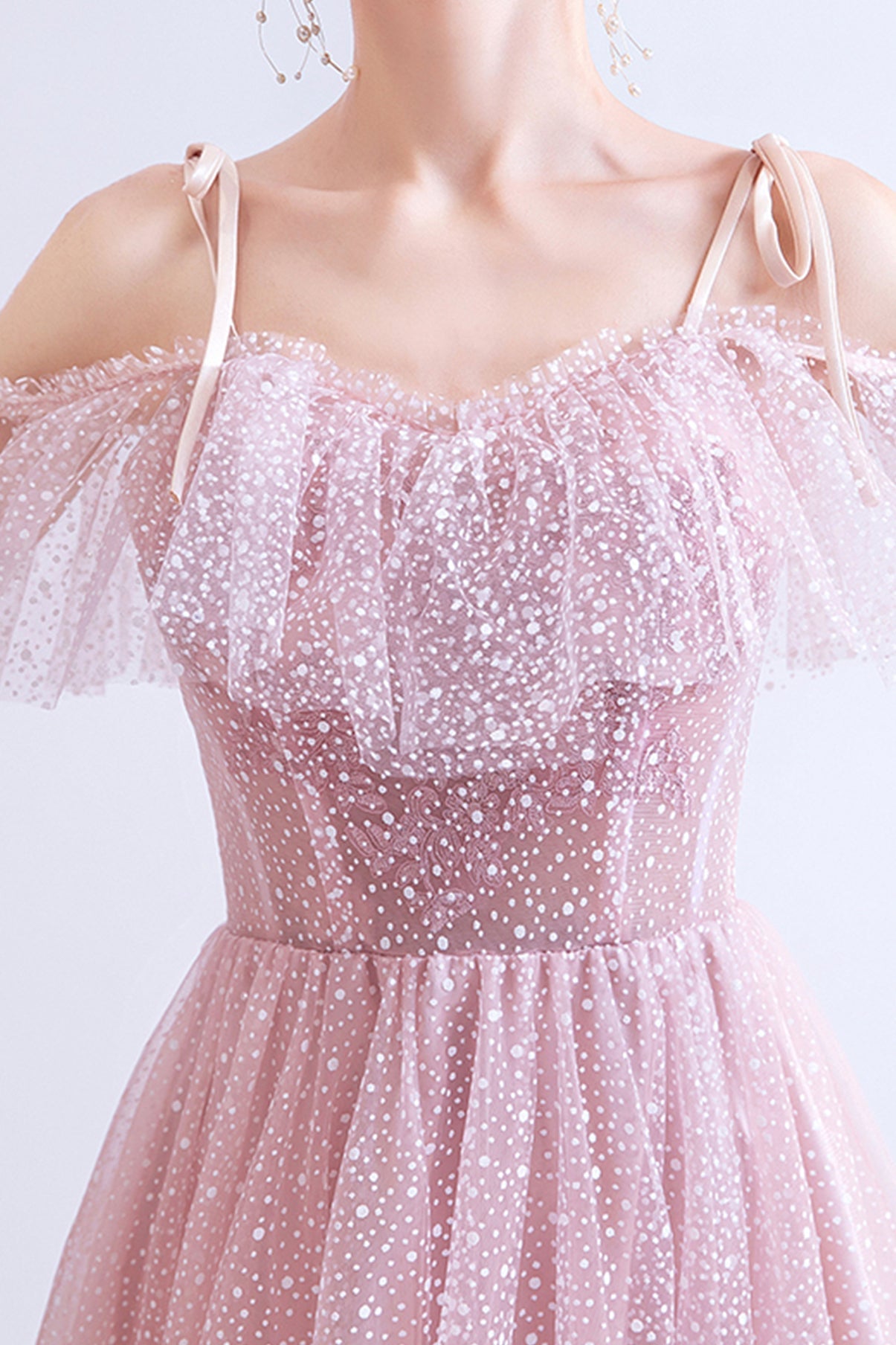 Pink tulle short A line prom dress homecoming dress 8729