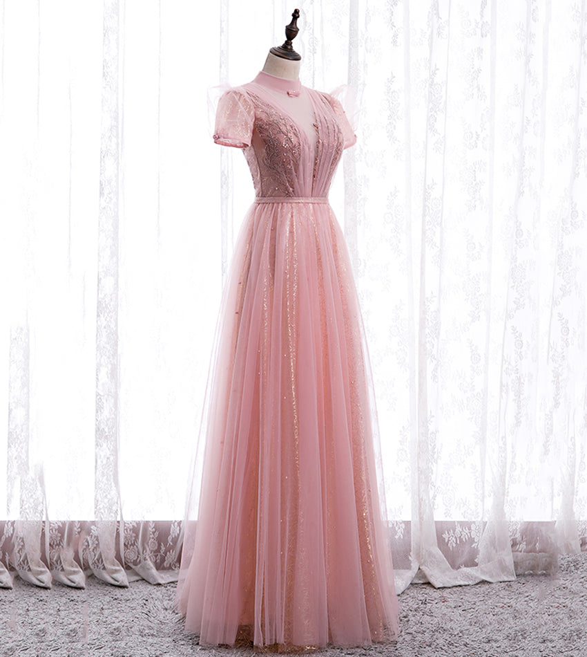 A line tulle sequins long prom dress evening dress 8439