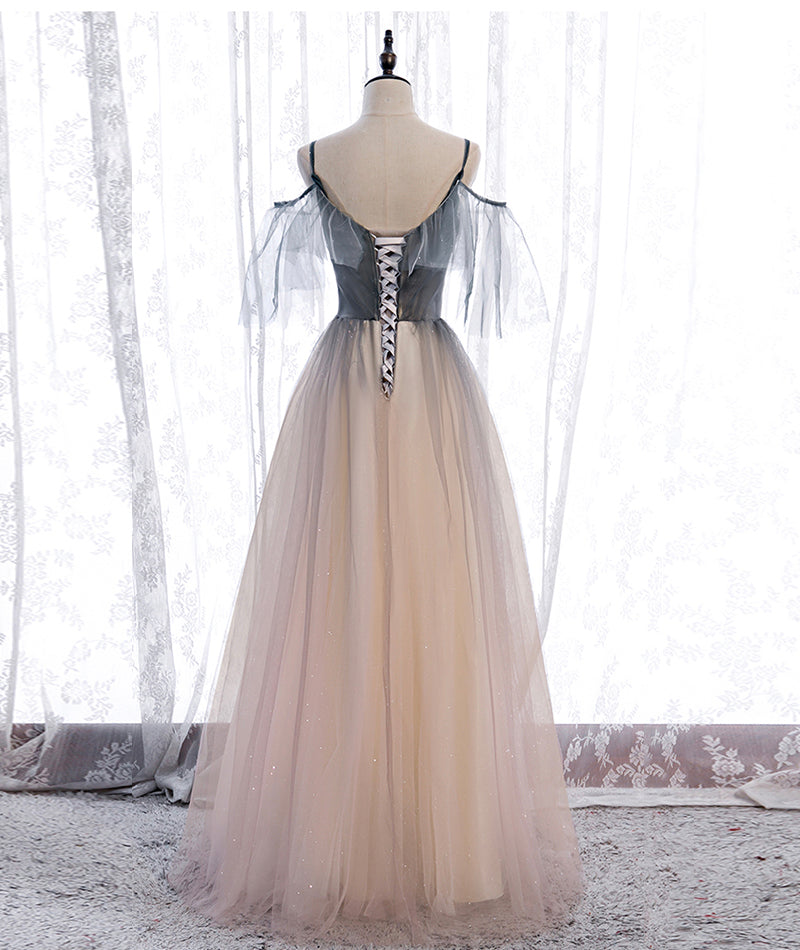 A line tulle lace long prom dress evening dress 8375