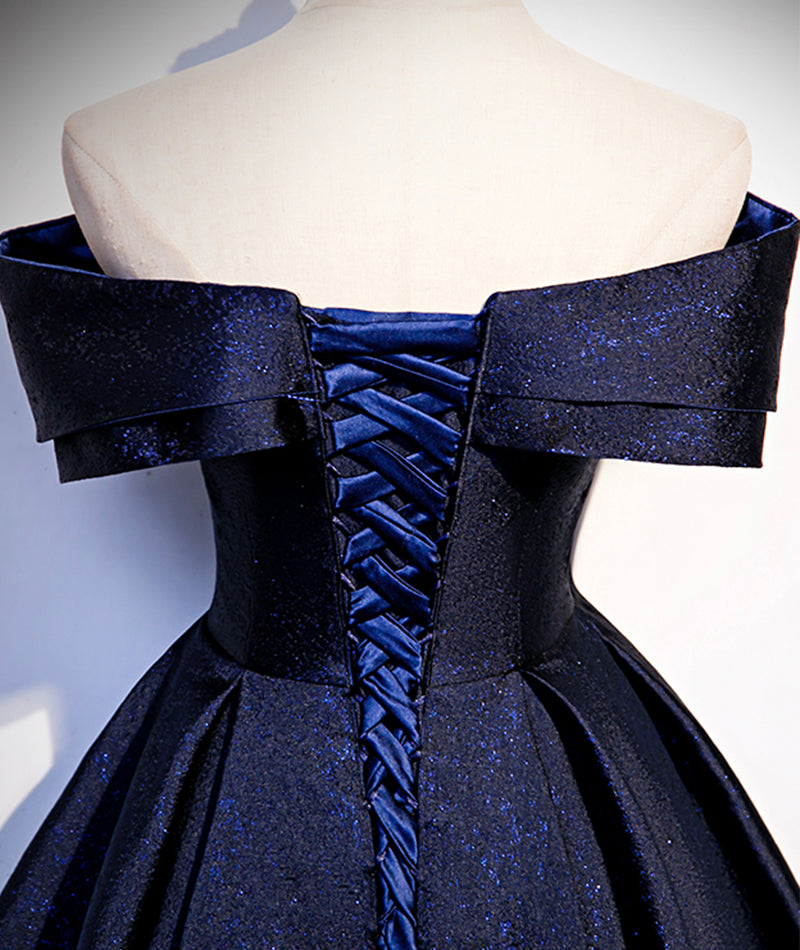 Blue Shiny Elegant Long Satin Ball Gown Evening Dress formal dress 8551