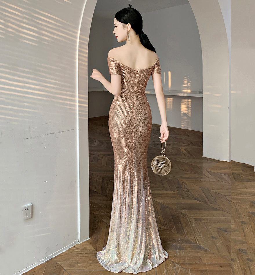 Mermaid sequins long prom dress evening dress 8521