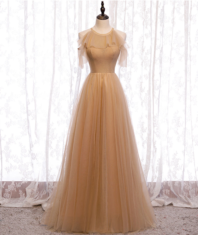 High quality A line tulle long prom dress bridesmaid dress 8370