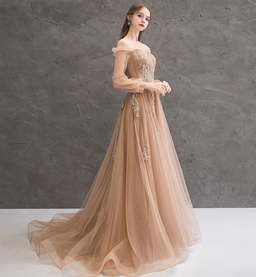 Elegant tulle lace long prom dress evening dress 8471