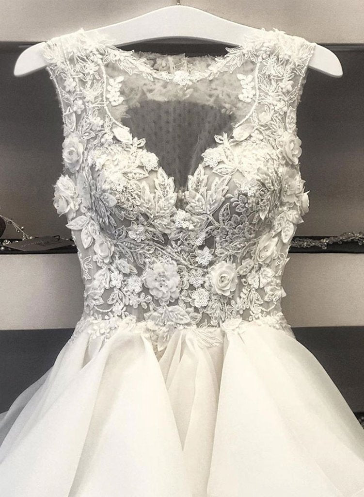 White tulle lace short prom dress homecoming dress 8917