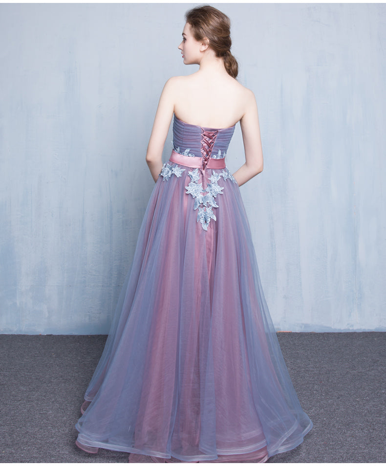 Cute sweetheart neck tulle long prom dress, evening dress 7771