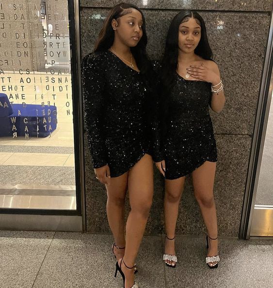 Vestido de fiesta de 18 años para niñas negras, vestido corto de fiesta de bienvenida, vestido de fiesta de lentejuelas negras de una manga.