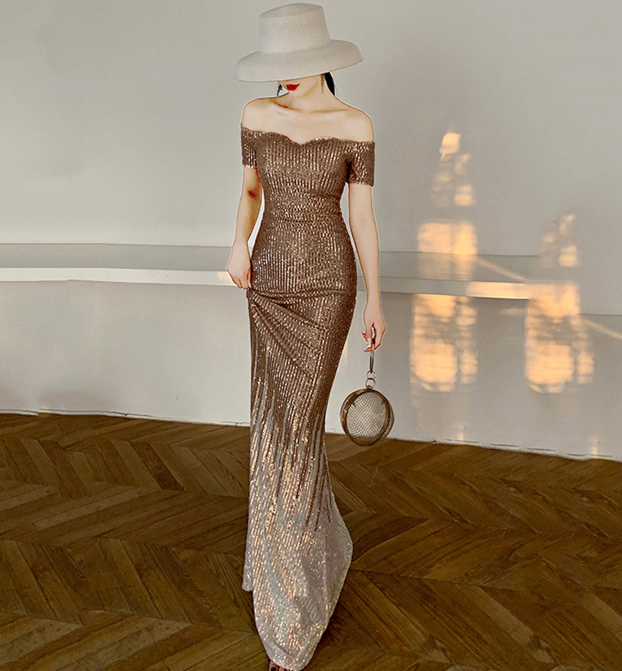 Mermaid sequins long prom dress evening dress 8521