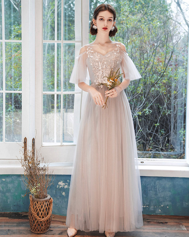Elegant lace long A line prom dress evening dress 8413
