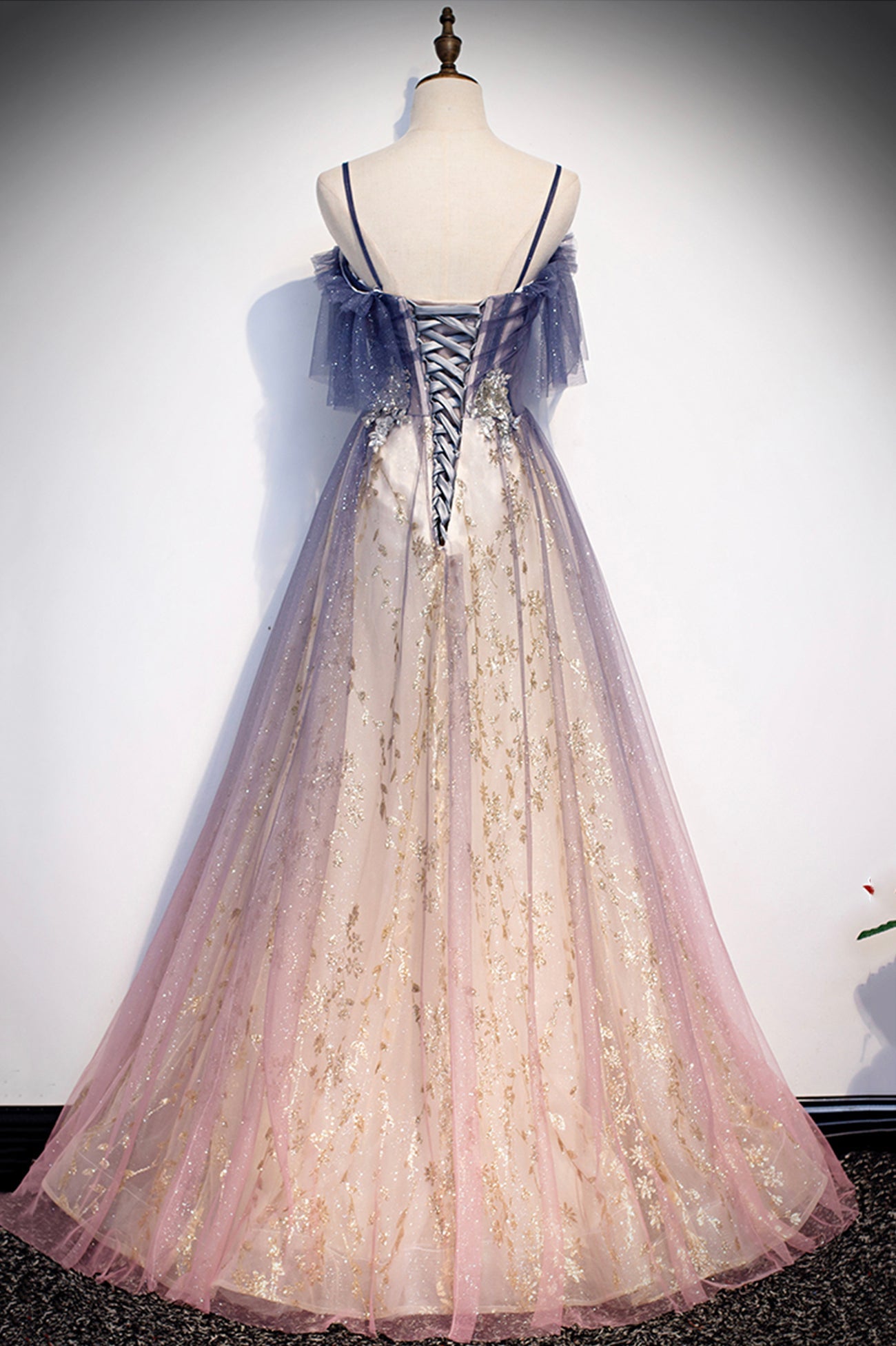 Cute tulle long A line prom dress evening dress 8712