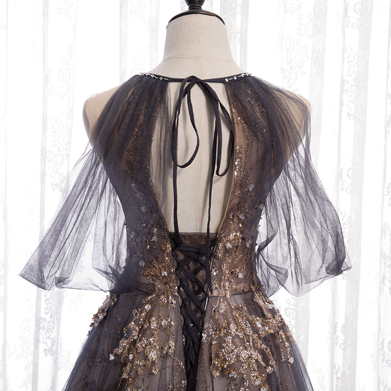 Elegant tulle sequins prom dress formal dress 8242