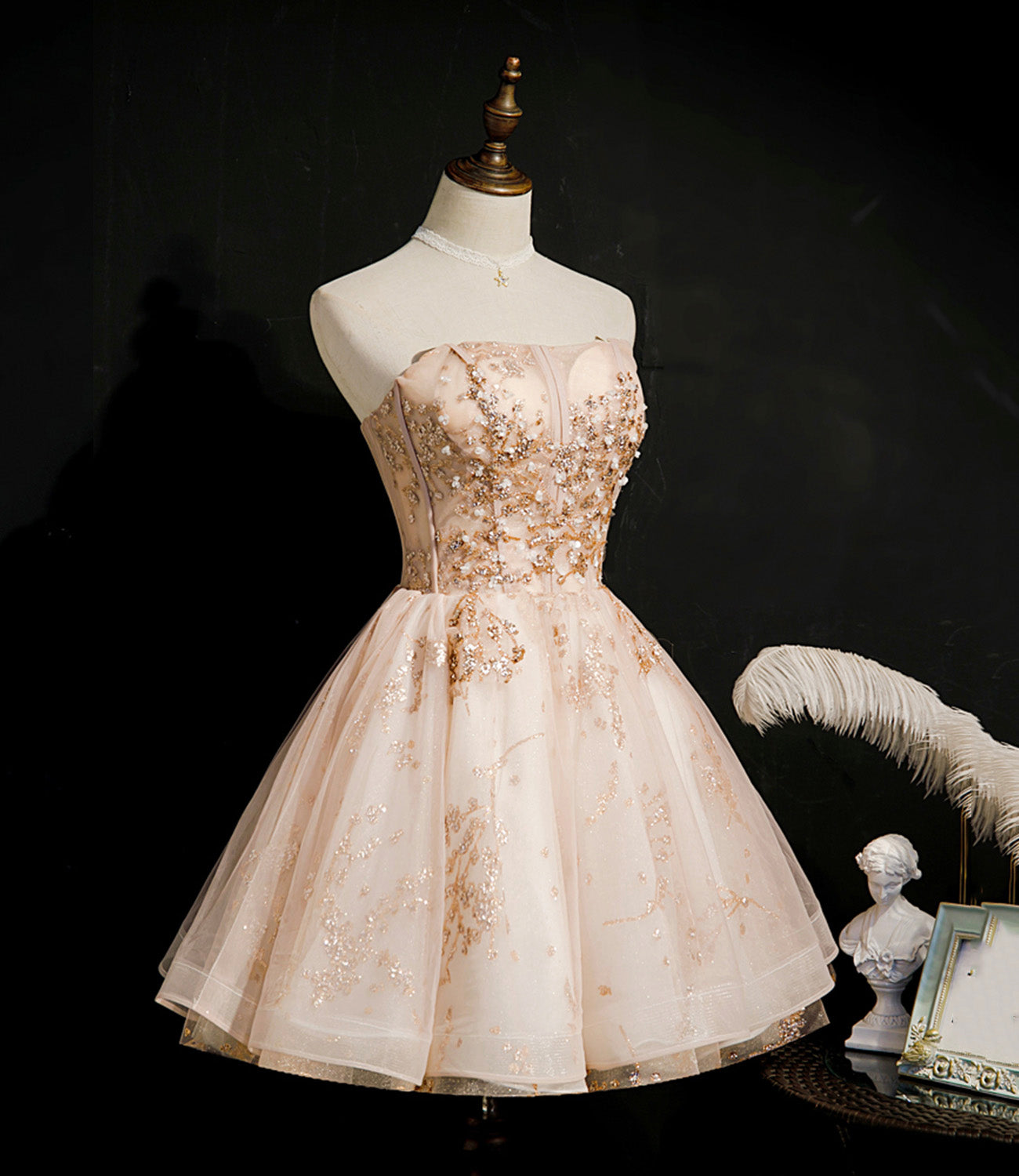 Cute tulle sequins short prom dress homecoming dress 8893