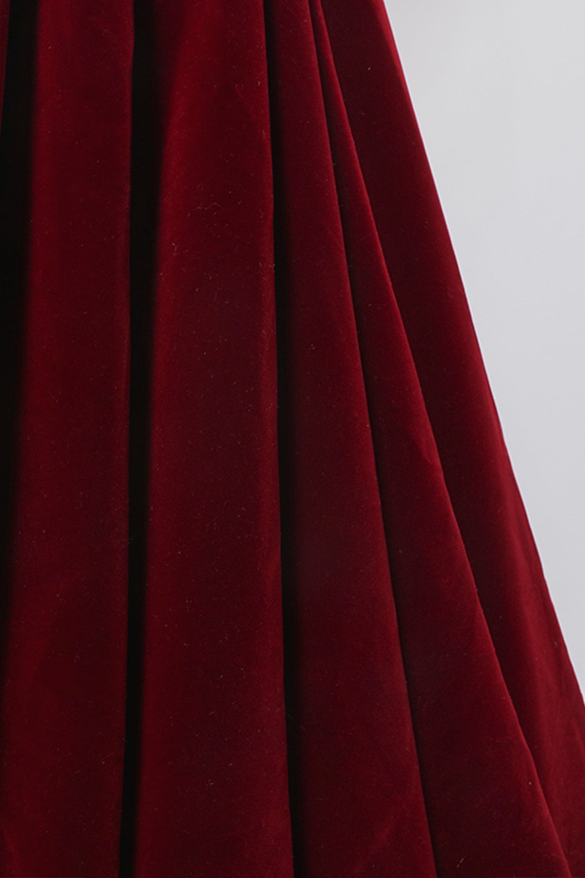 Cute velvet long prom dress burgundy A line evening dress 8652
