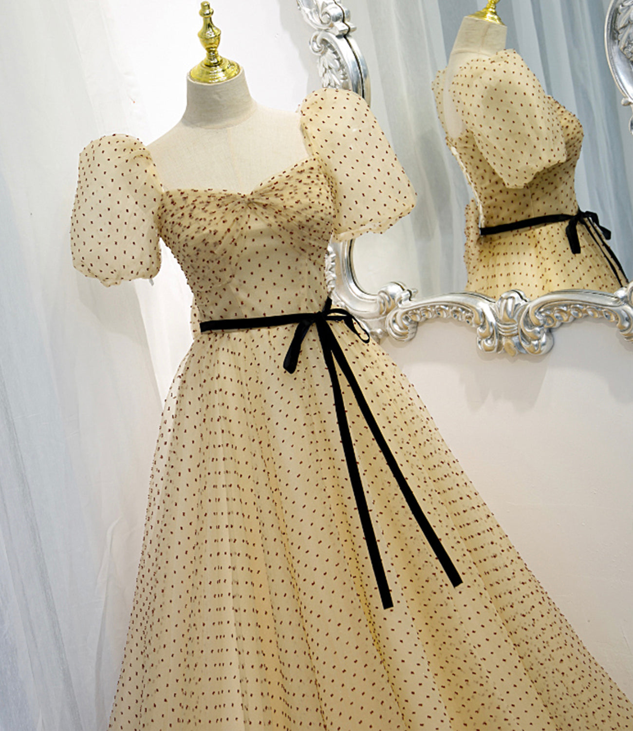Lovely tulle long A line prom dress evening dress 8821