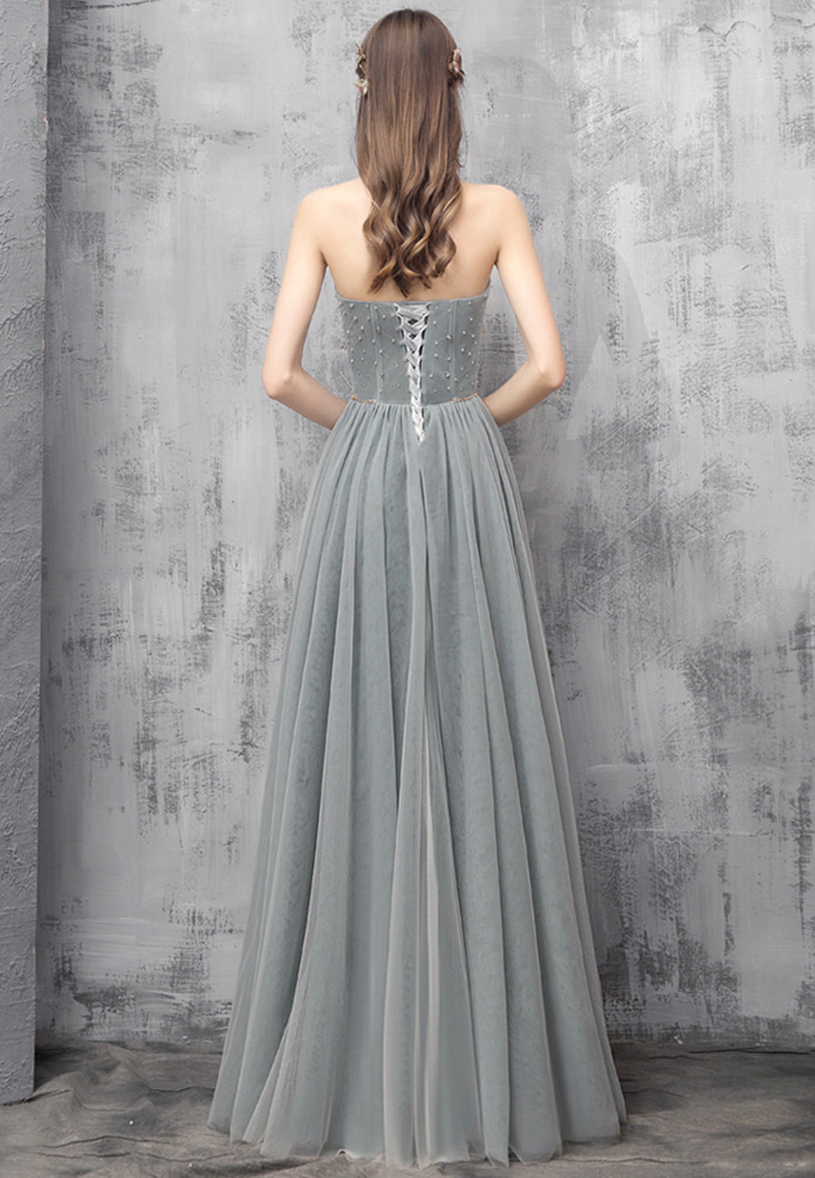 Cute tulle long prom dress evening dress 8493