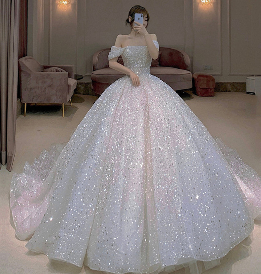 Amazing tulle sequins ball gown dress formal dress 8507
