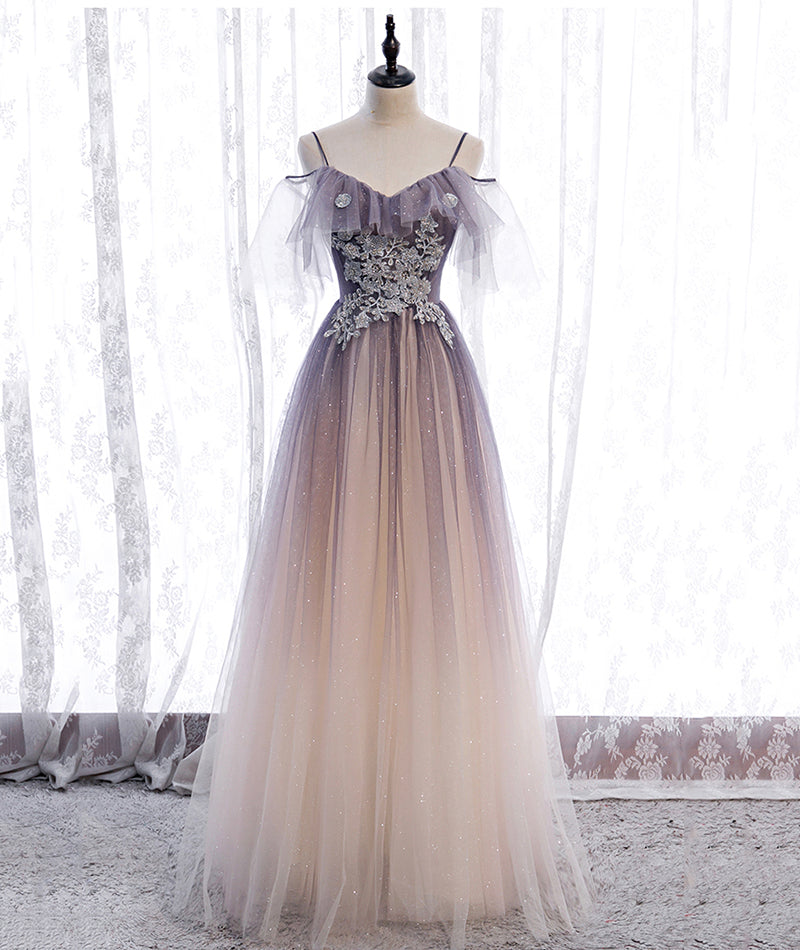 A line tulle lace long prom dress evening dress 8375