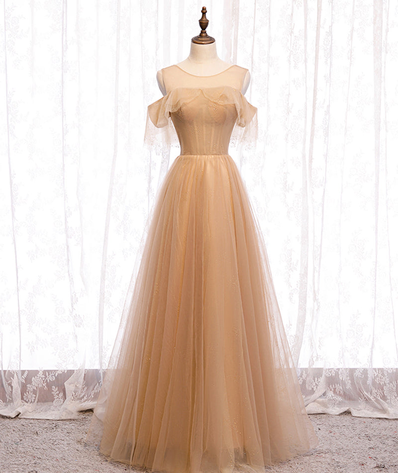 High quality A line tulle long prom dress bridesmaid dress 8370