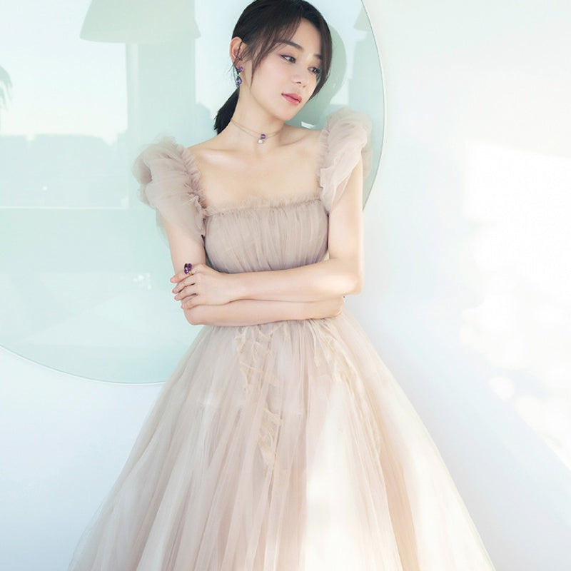 Cute tulle A line prom dress evening dress 8363