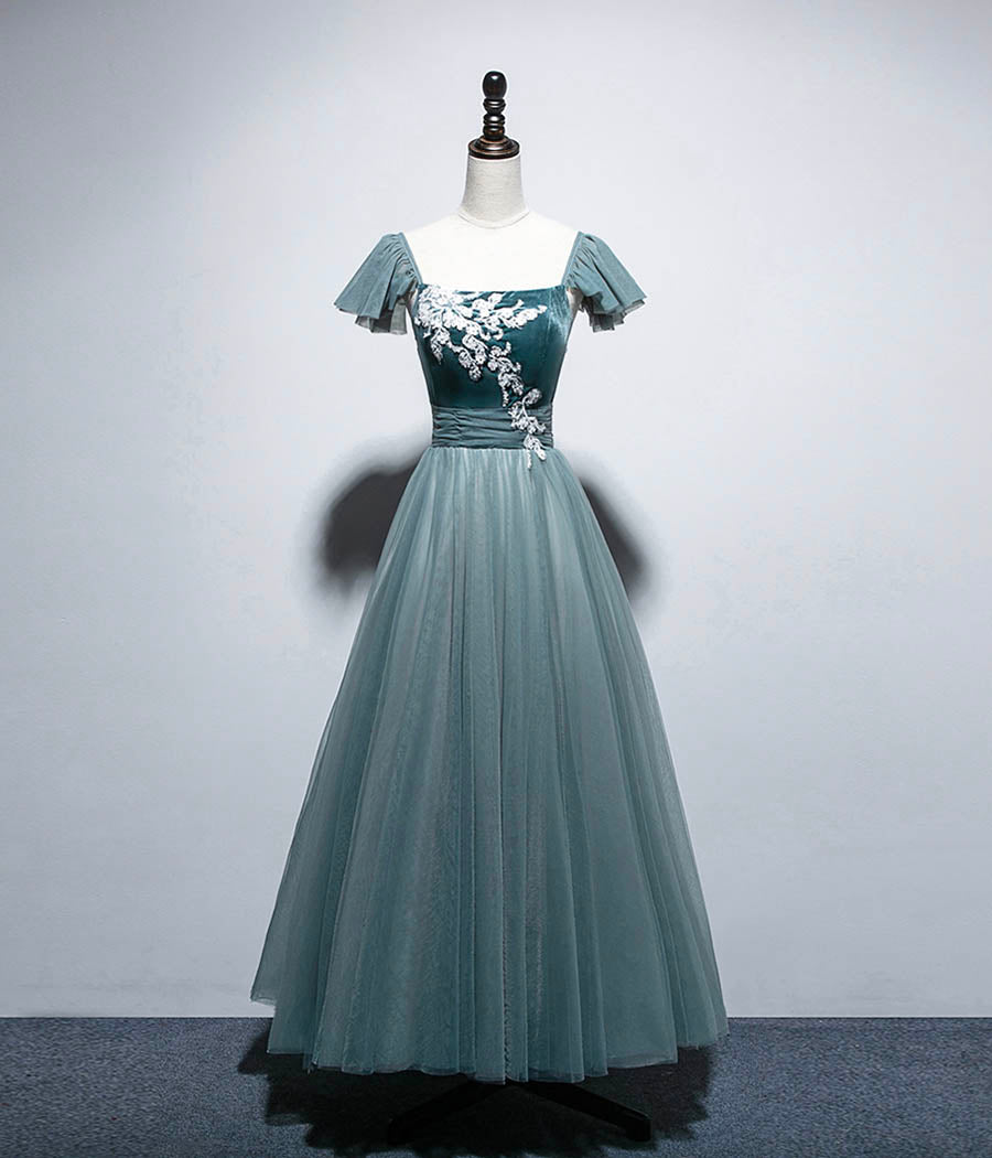 A line velvet tulle prom dress homecoming dress 8280