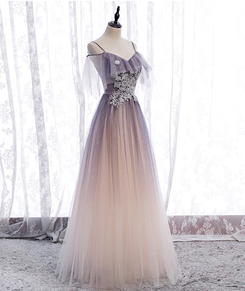 A line tulle lace long prom dress evening dress 8375