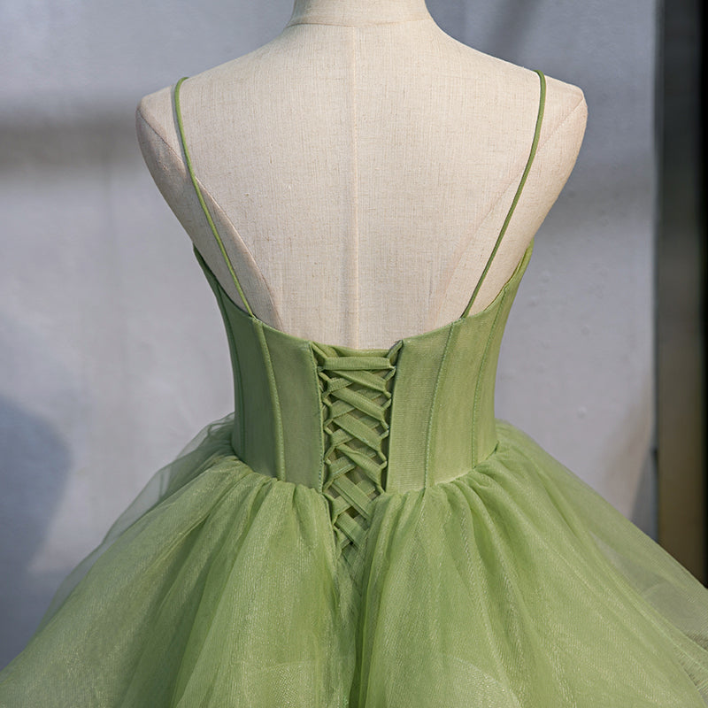 Green tulle long ball gown dress formal dress 8314