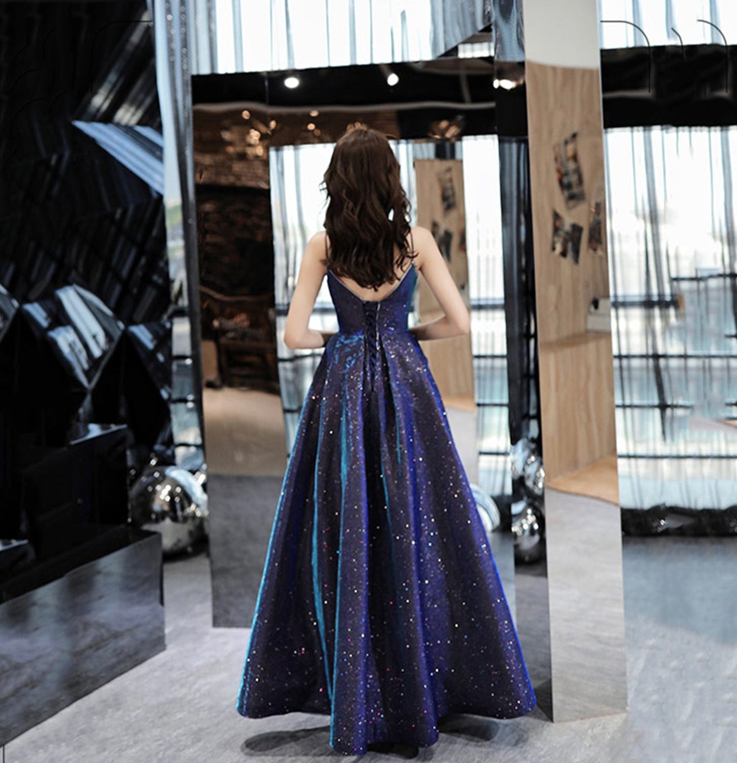 Simple satin long prom dress A line evening gown 10110