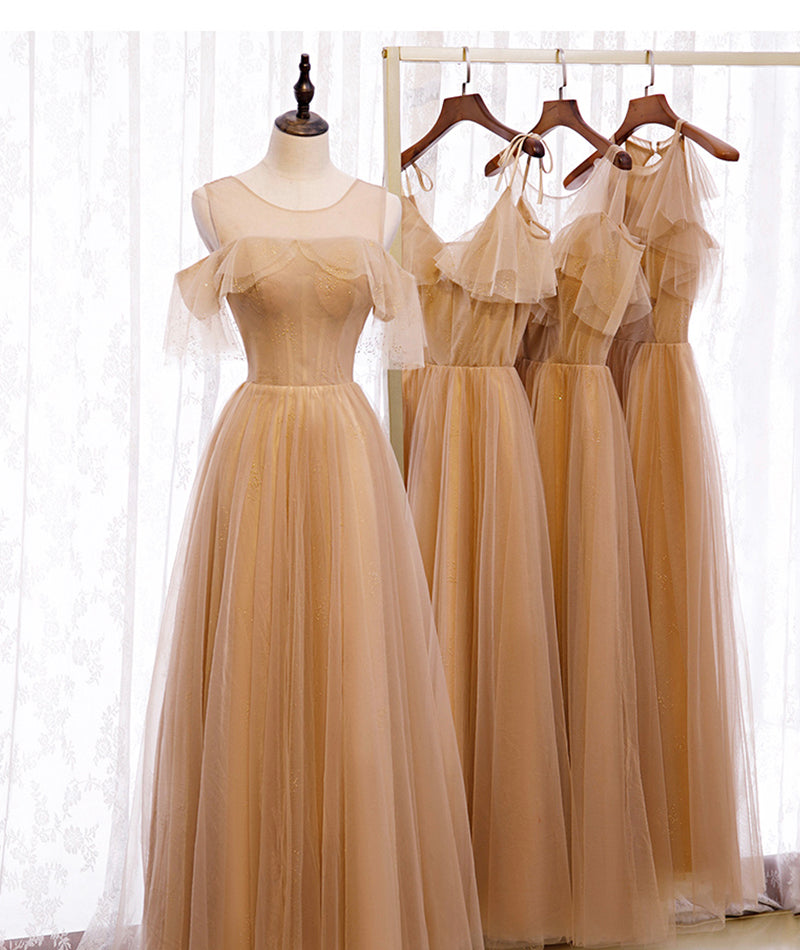 High quality A line tulle long prom dress bridesmaid dress 8370