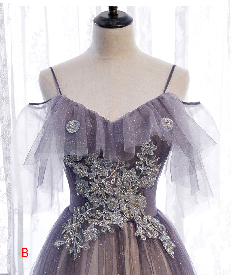 A line tulle lace long prom dress evening dress 8375
