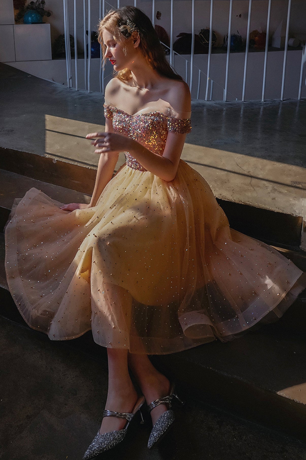 Cute tulle beads short prom dress homecoming dress 8724