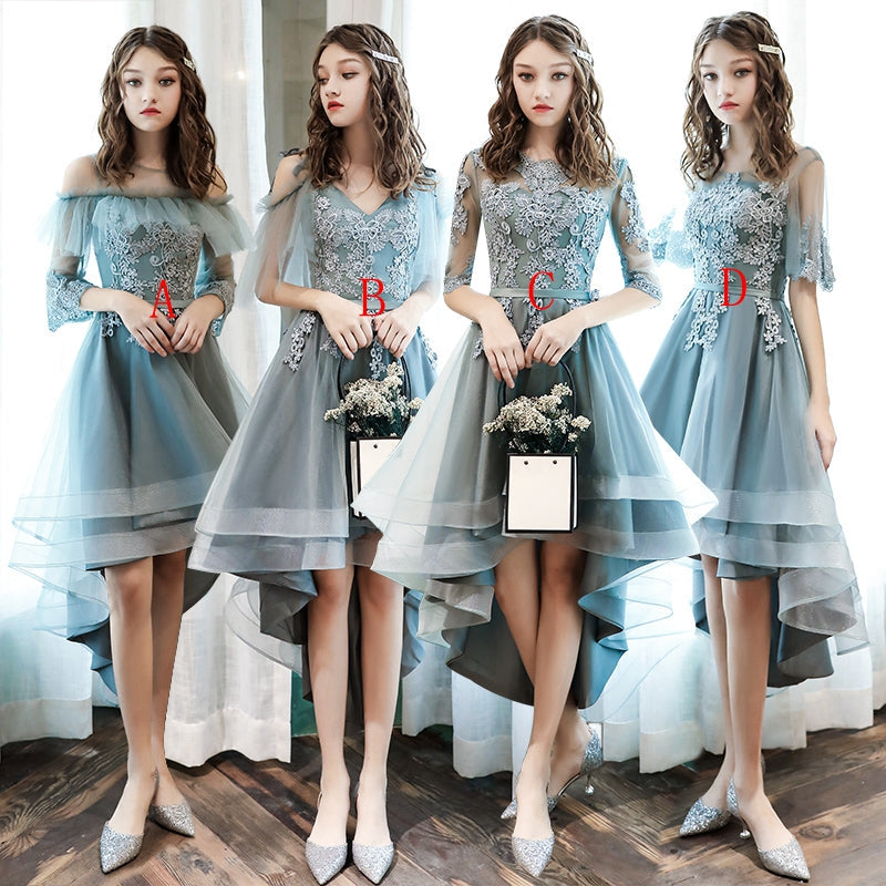 Blue lace homecoming dress bridesmaid dress 8333