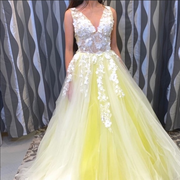 Yellow Prom Dresses Evening Dress Fairy Formal Gowns Party Wear V17