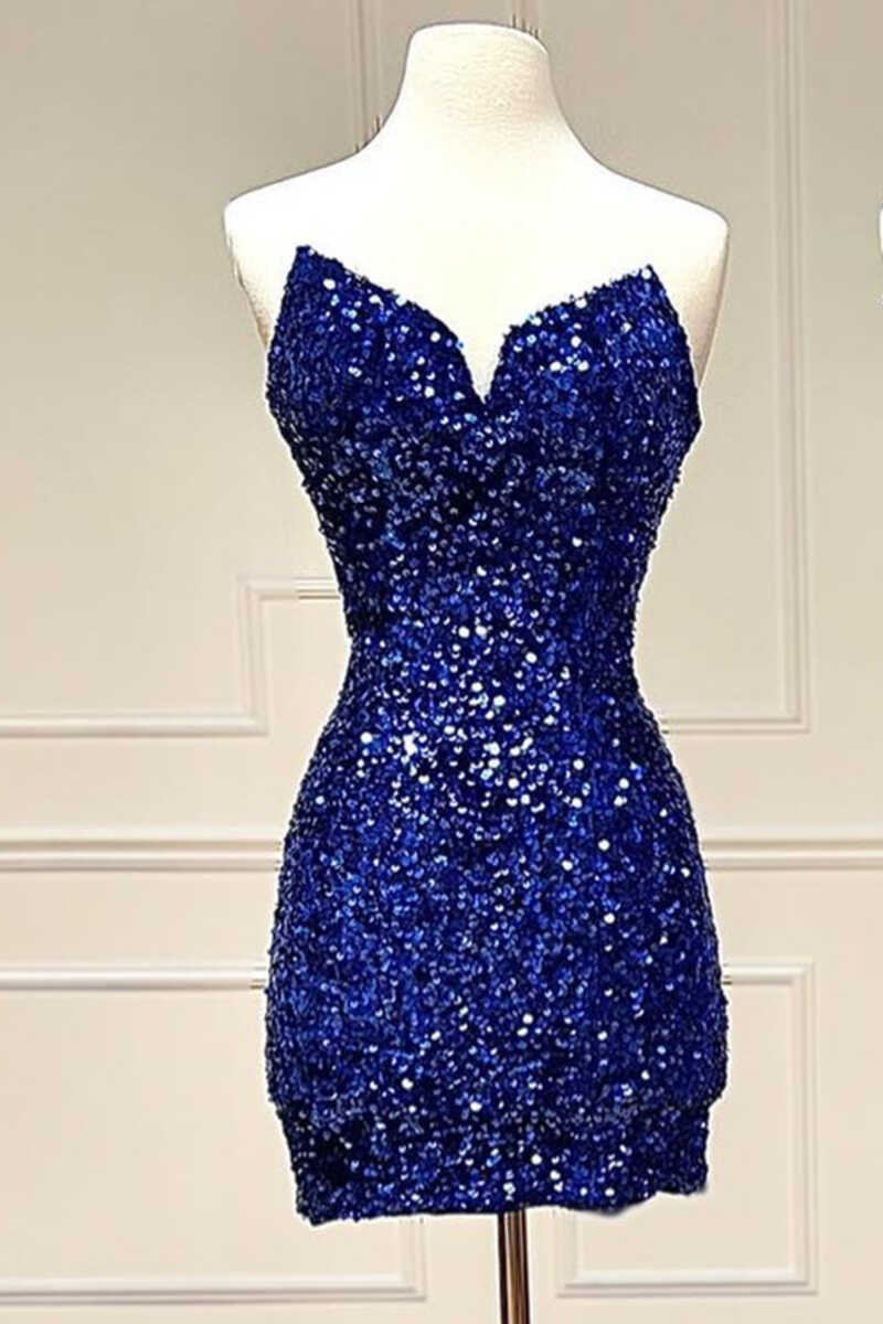 Vestido de cóctel ajustado con escote en V y lentejuelas iridiscentes blancas para regreso a casa