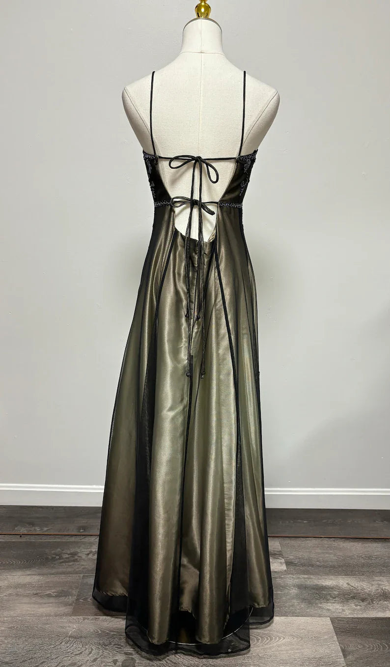 Gorgeous Vintage Ombre Beaded Long Tulle Satin Ball Gown Evening Dress Party Dress gh3429