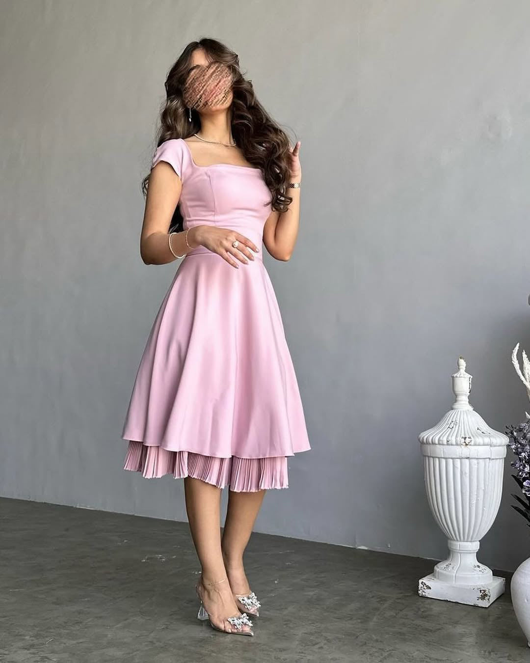 Vestidos rosas hasta la rodilla, vestidos de fiesta de noche, vestidos de graduación de corte A y midi.
