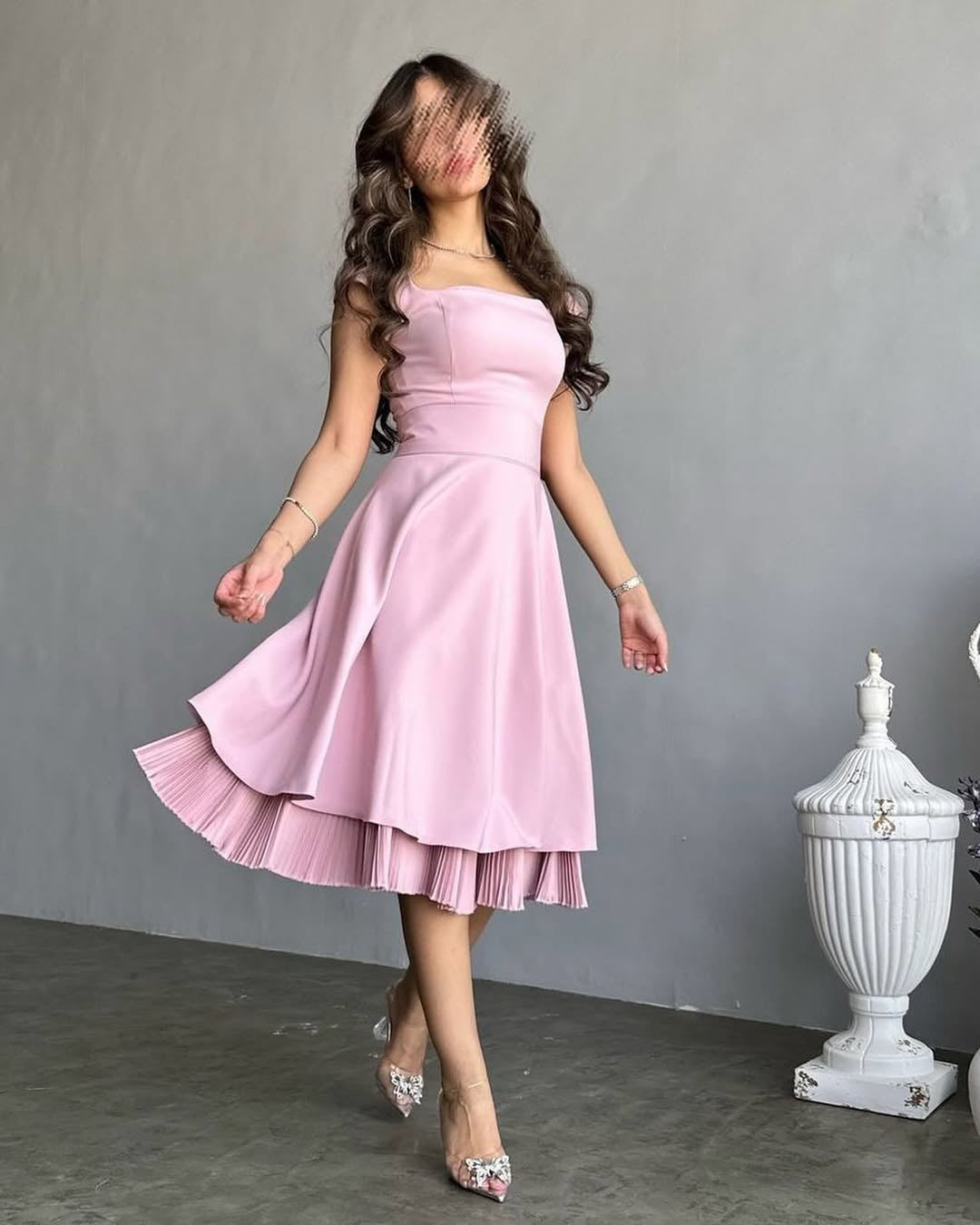 Vestidos rosas hasta la rodilla, vestidos de fiesta de noche, vestidos de graduación de corte A y midi.