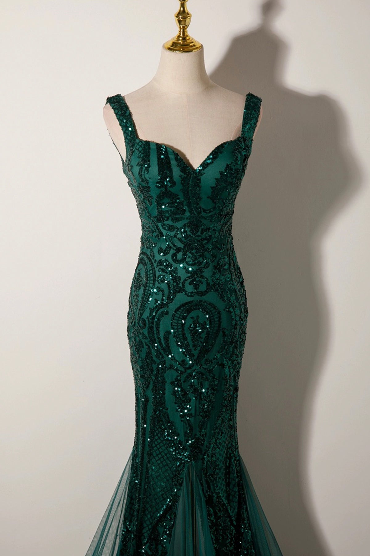 Mermaid Sequins Long Prom Dress, Green Backless Evening Party Dress