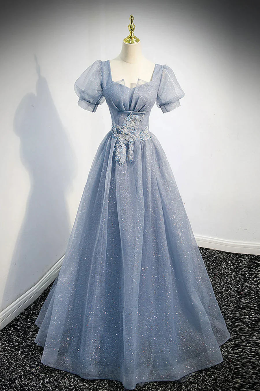 Hermosos vestidos largos de fiesta con encaje de tul, vestidos de fiesta de noche de corte A TP634