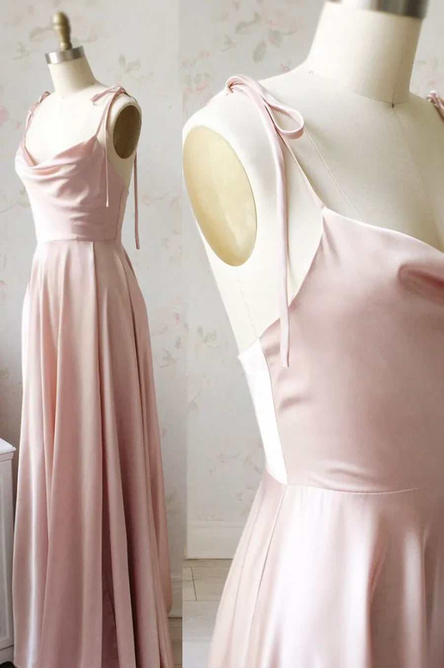 Vestidos de fiesta largos de satén sencillos, vestidos de fiesta de noche de corte A TP716
