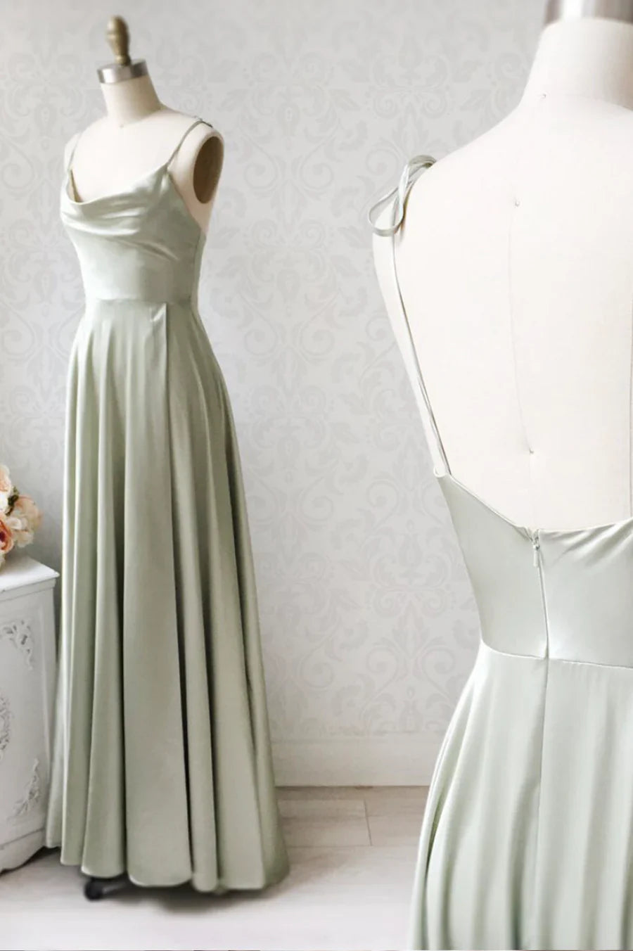 Vestidos de fiesta largos de satén sencillos, vestidos de fiesta de noche de corte A TP716