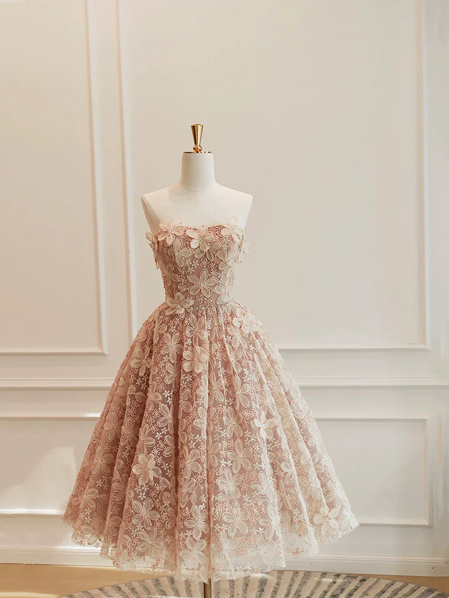 Cute Tulle Flower Short Prom Dress, Beautiful Off the Shoulder A-Line Evening Party Dress TP823