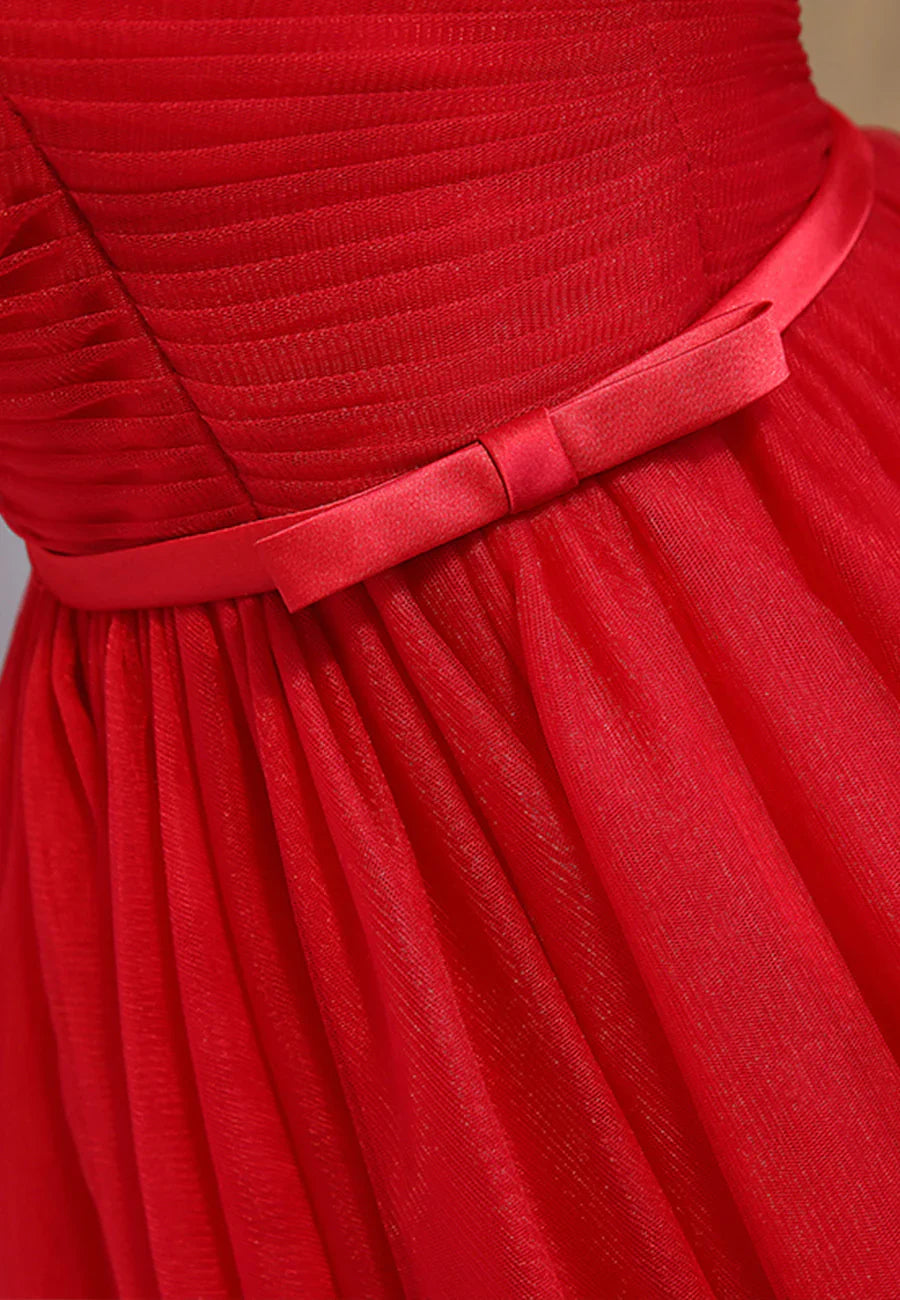Vestidos de fiesta cortos de tul rojo, vestidos de fiesta de corte A TP921