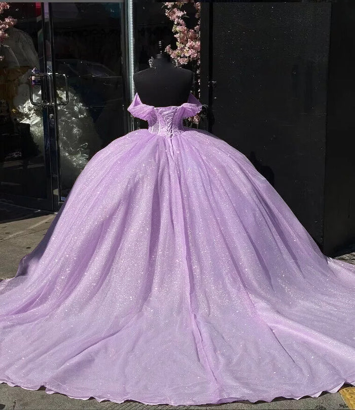 Vestidos de quinceañera con brillo rosa, vestido de fiesta para cumpleaños XV