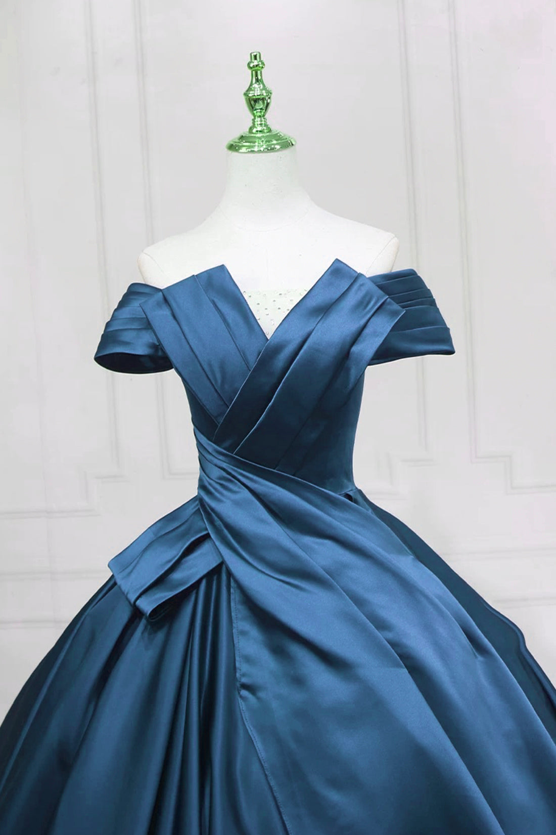 Blue Satin Long Formal Dress, Elegant A-line Princess Prom Dress