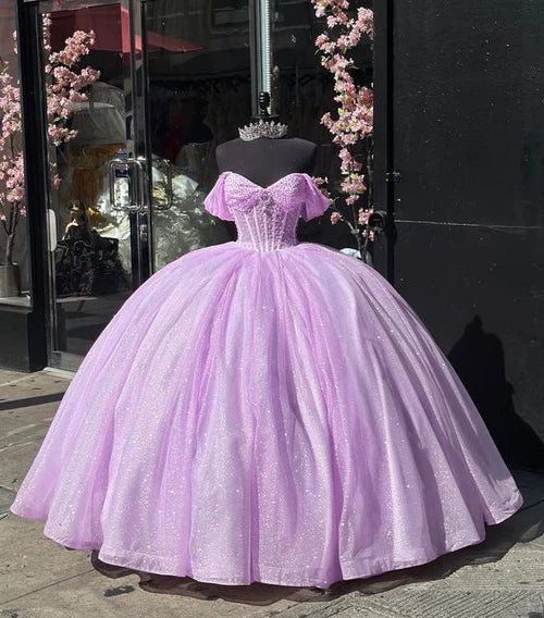 Vestidos de quinceañera con brillo rosa, vestido de fiesta para cumpleaños XV