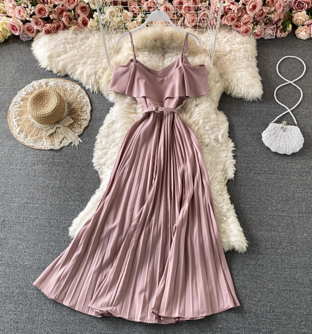 Cute A line dress off shoulder fashion dress 695